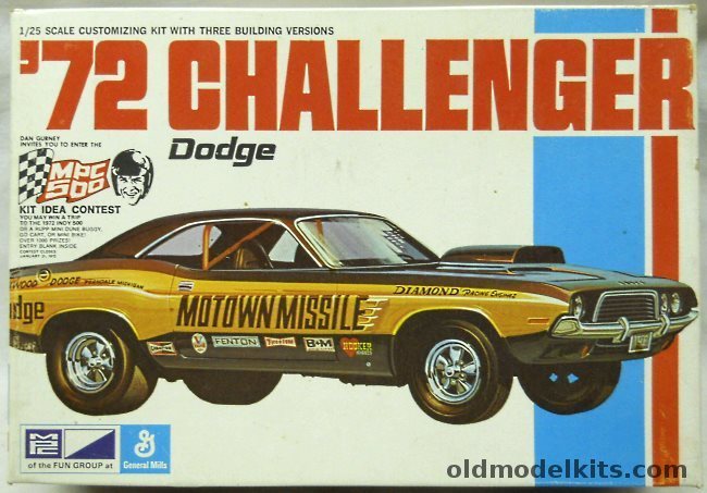 MPC 1/25 1972 Dodge Challenger - Stock / Motown Missile Drag Car / High Rise Rod, 1-7214-225 plastic model kit